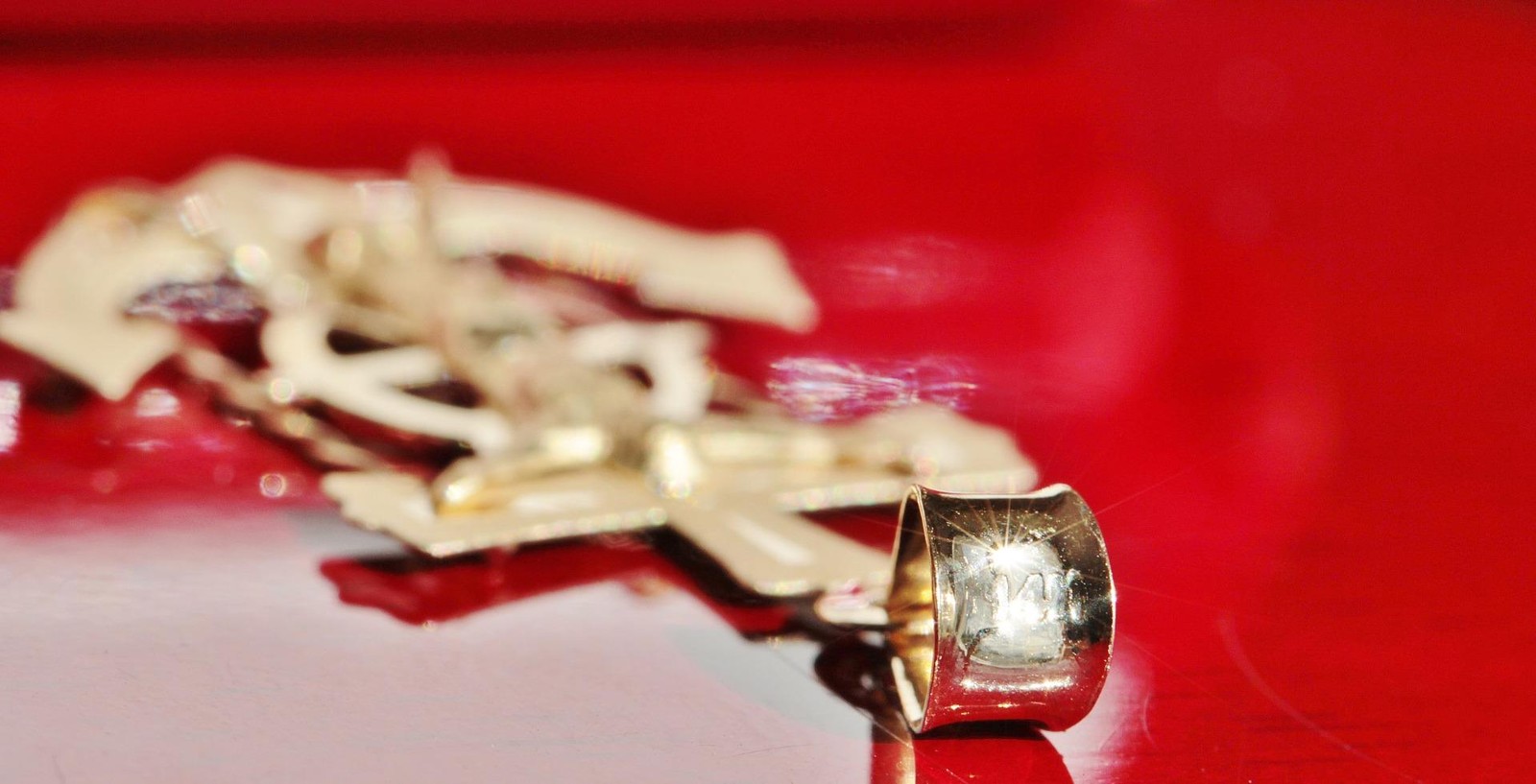 14k yellow gold pendant Jesus anchor 1.30″ diamond cut charm vintage 1.1gr
