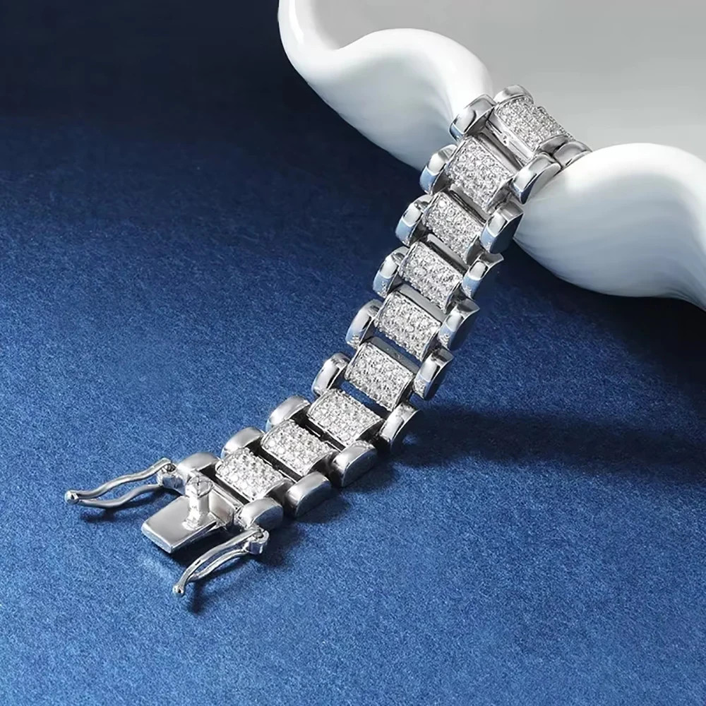 Luxury D Color VVS Moissanite Bracelet 925 Silver 7.5 Inches WG