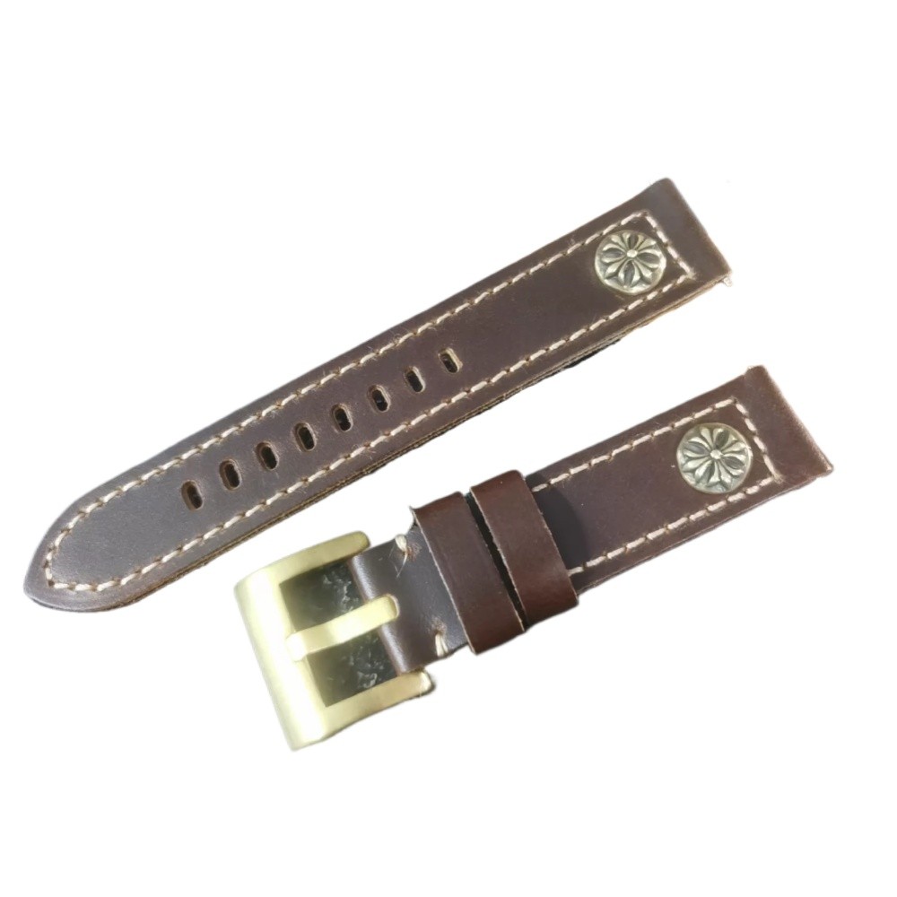Luxury Handmade Oil-Waxed Genuine Cowhide Leather Watch Strap 18mm–28mm Optional