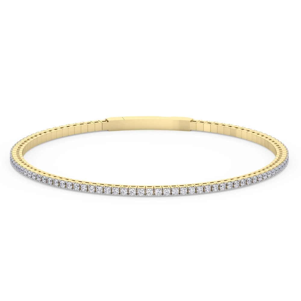 1Ct F/VS Diamond Flexible Oval Bangle Women’s Bracelet 14k Yellow Gold Lab Grown