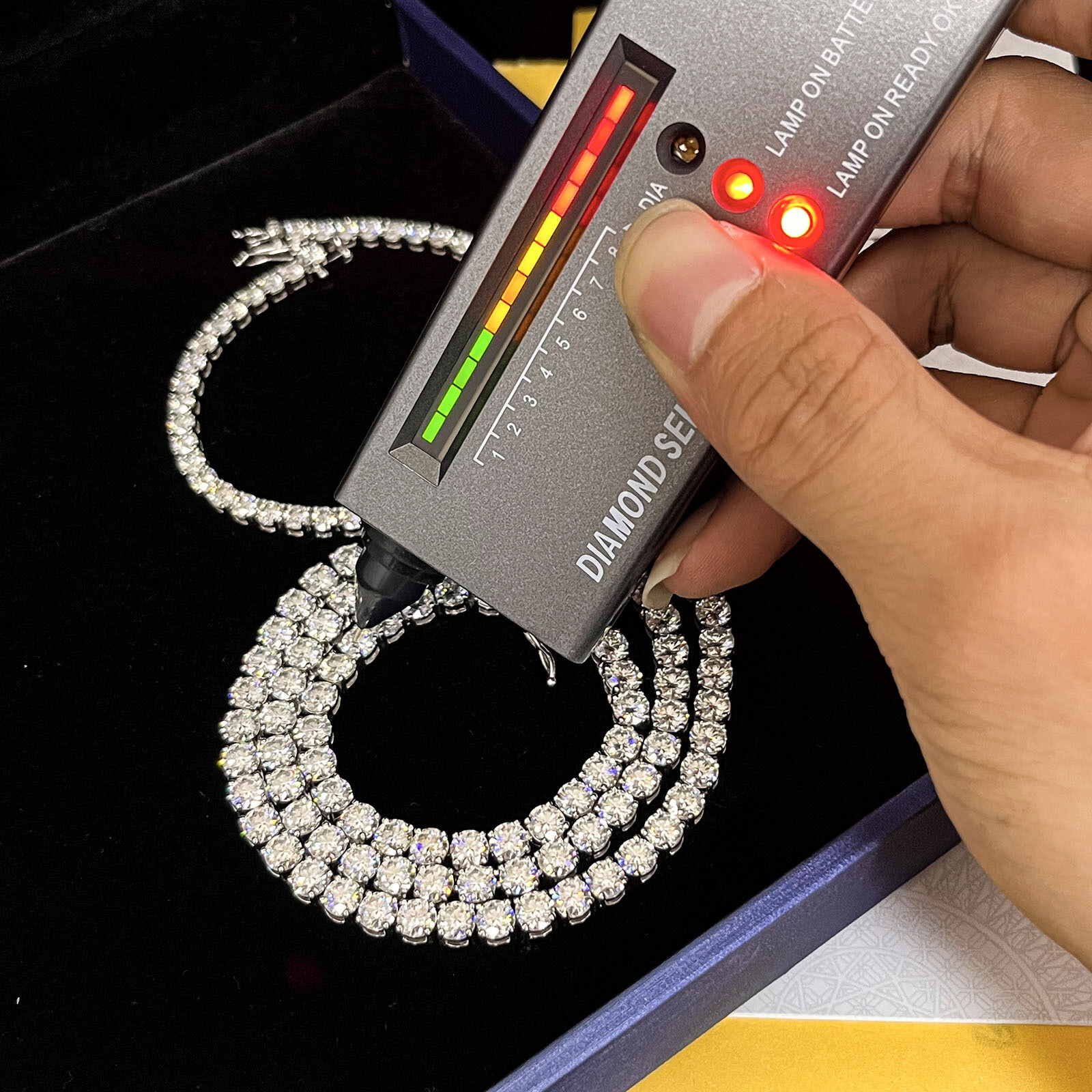 2.5-6.5mm Real Moissanite Tennis Chain Necklace 925 Solid Silver Women Men