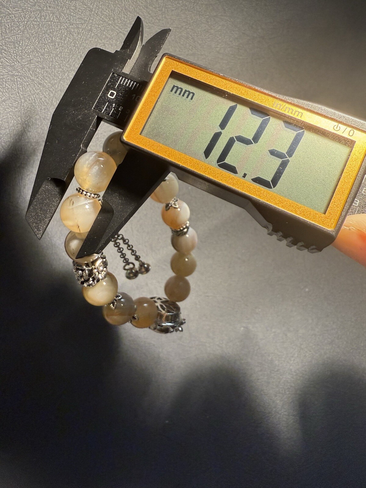 12.3mm 44g Natural Sugar Alashan Agate/Top grade Phantom Quartz Charm Bracelet