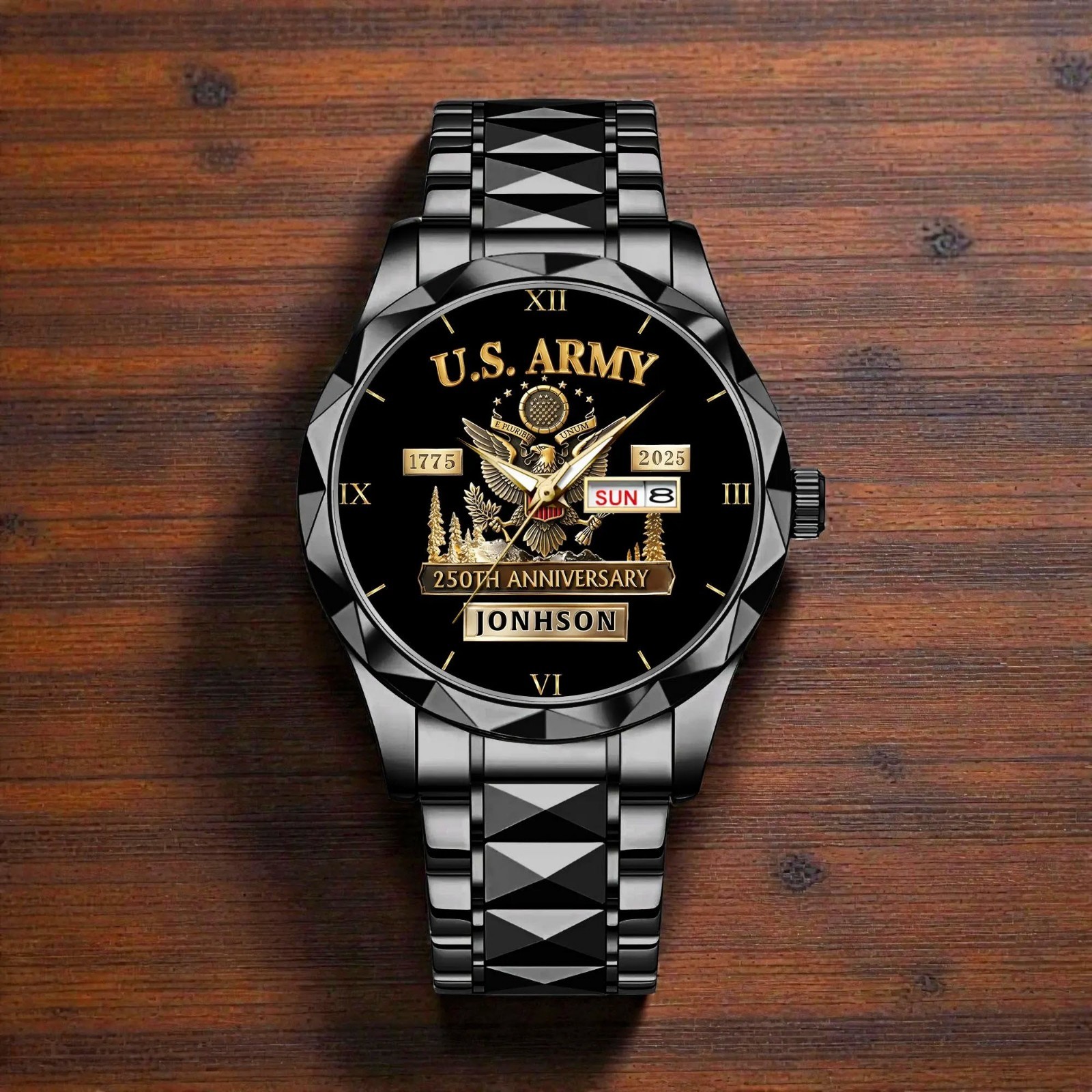 Personalized US Army 250th Anniversary Watch 1775-2025 Veteran Gift Custom Name!