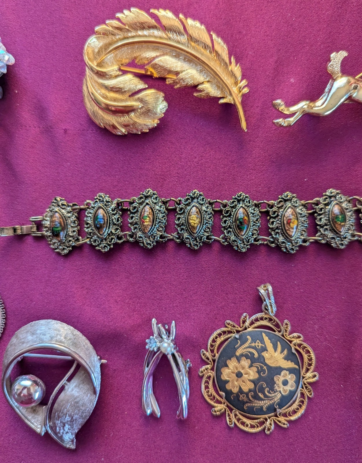 Vintage Mixed Lot Pins bracelet Pendant Earrings Crown Trifari, M. Jent