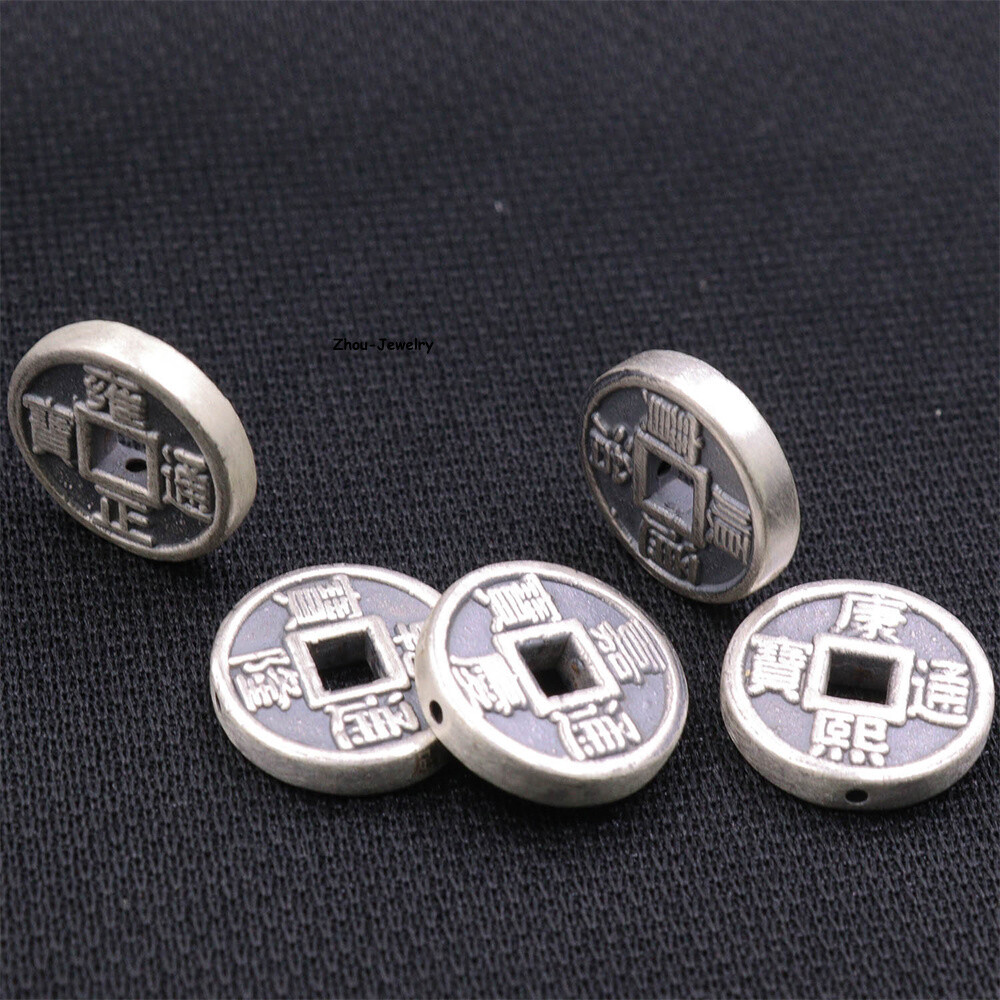 5 PCS Pure S999 Sterling Silver Pendant Men Women Coin Pendant 12mm 4.4-4.5g