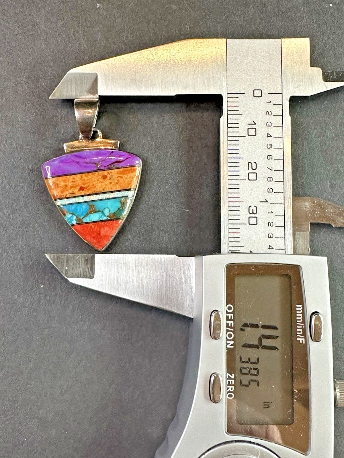 Sterling Silver Signed Philippines Multi Gemstone Inlay Pendant