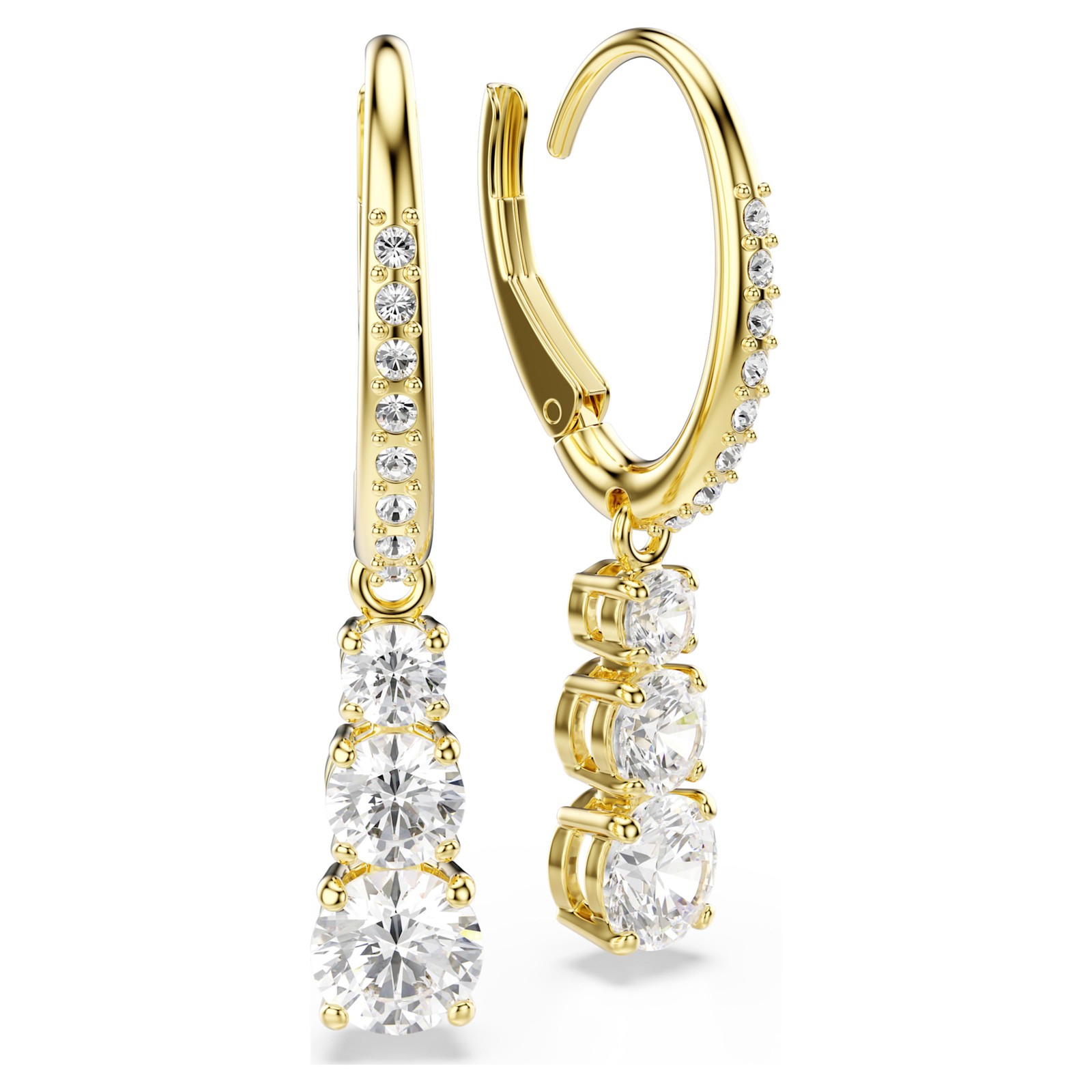 Swarovski Stilla Attract Hoop Earrings Round Cut White, Gold-Tone Plated 5723300