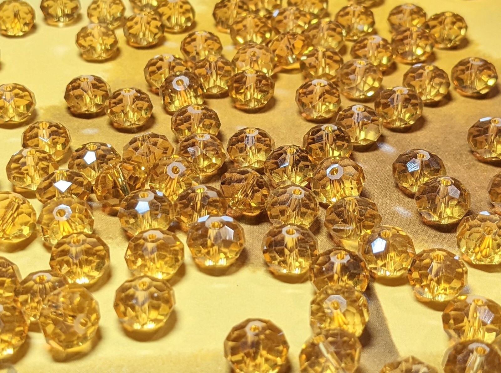 Crystal Beads 8mm Beads for Jewelry Making Bulk 180 pcs Yellow Roundelle