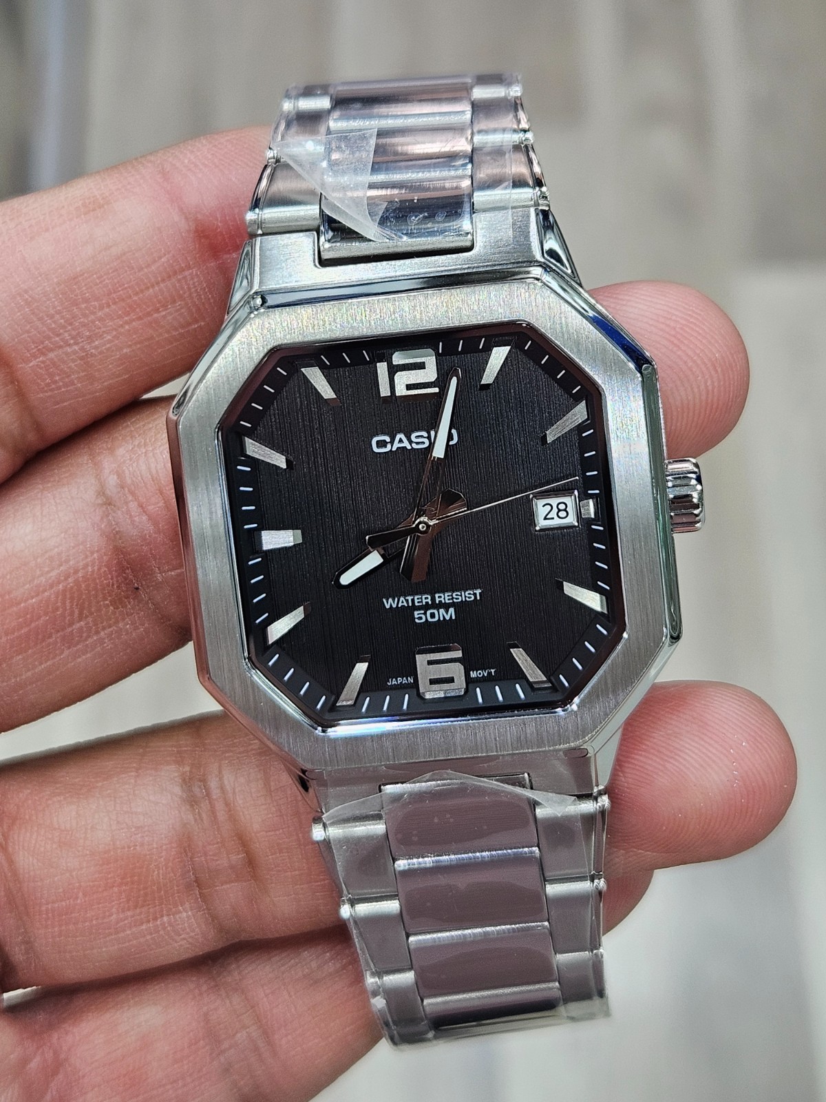 Casio MTP-B195D-1AVDF Men’s Stainless Steel Watch Black Dial Date 50M New