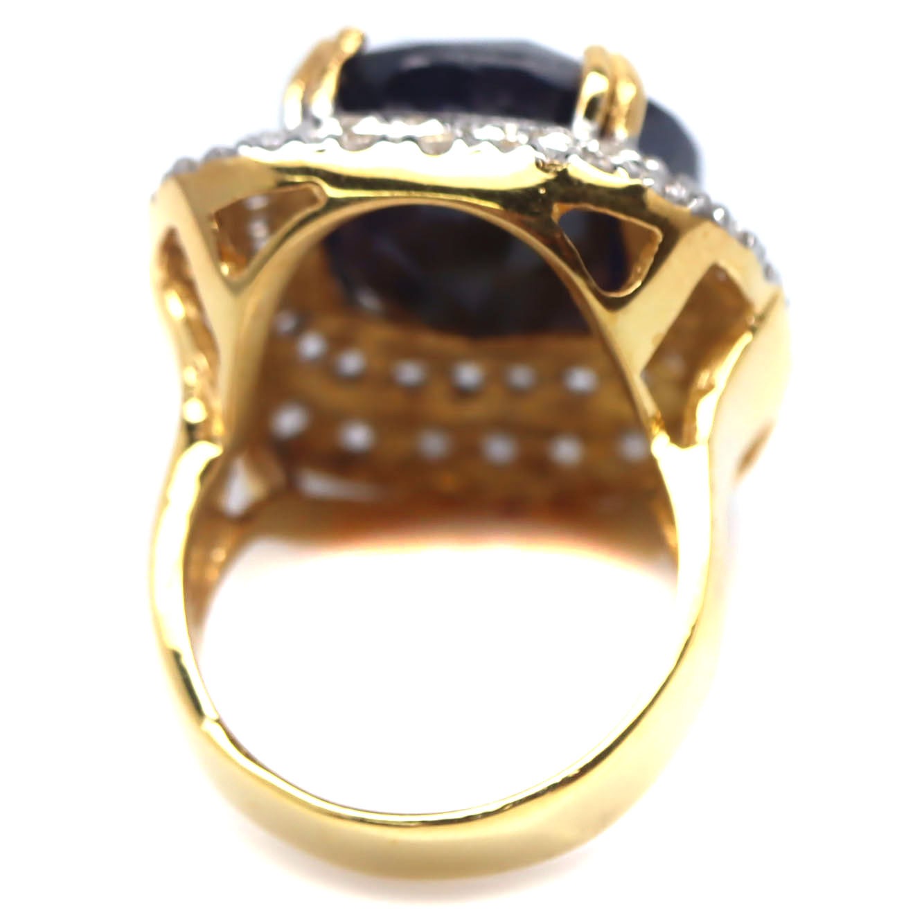 925 Silver 16 x 19 MM. Blue Sapphire & Zircon Birthstone Jewelry Ring Size 8.75