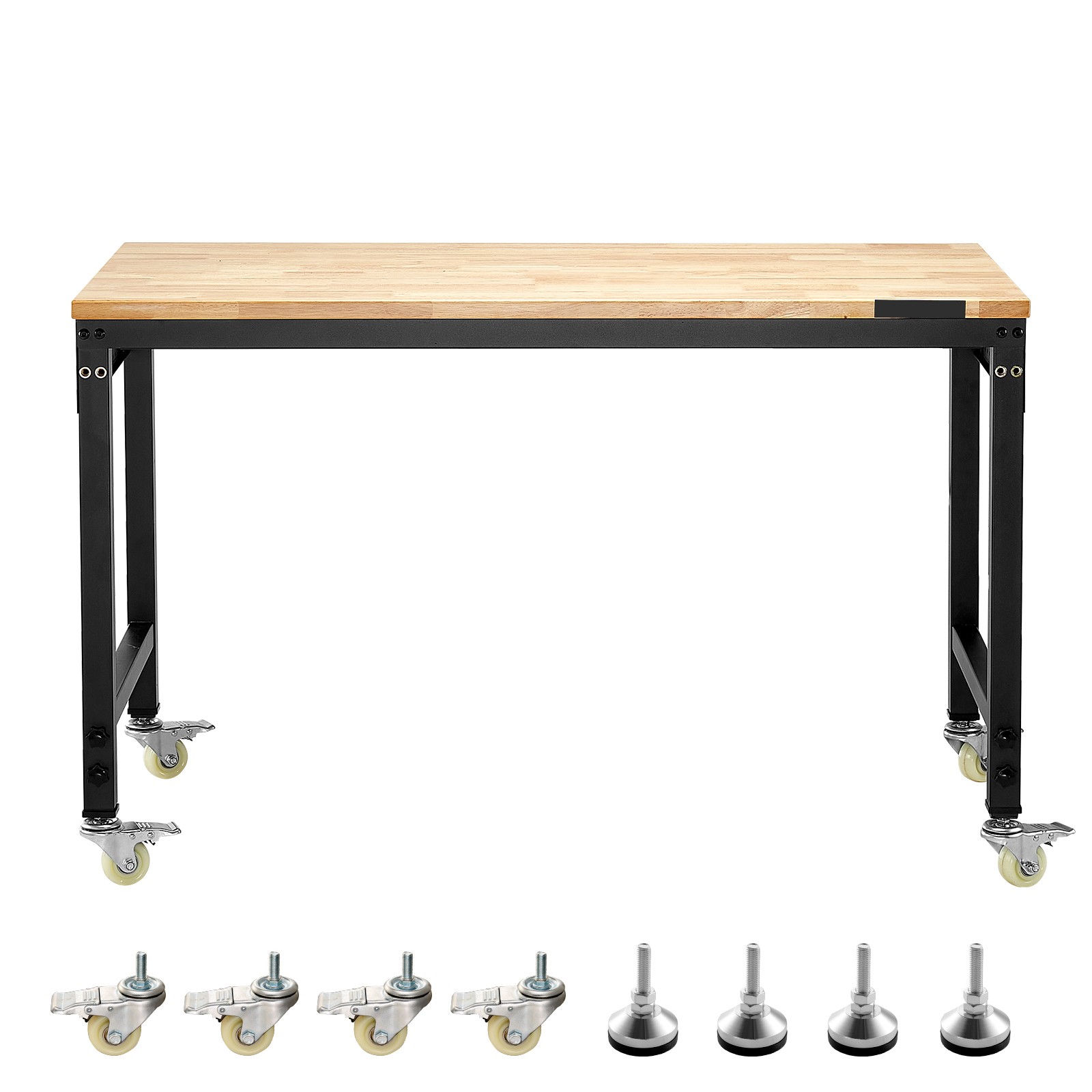 Uimoso 48″ Mobile Workbench with Adjustable Height, Power Outlet & Pegboard