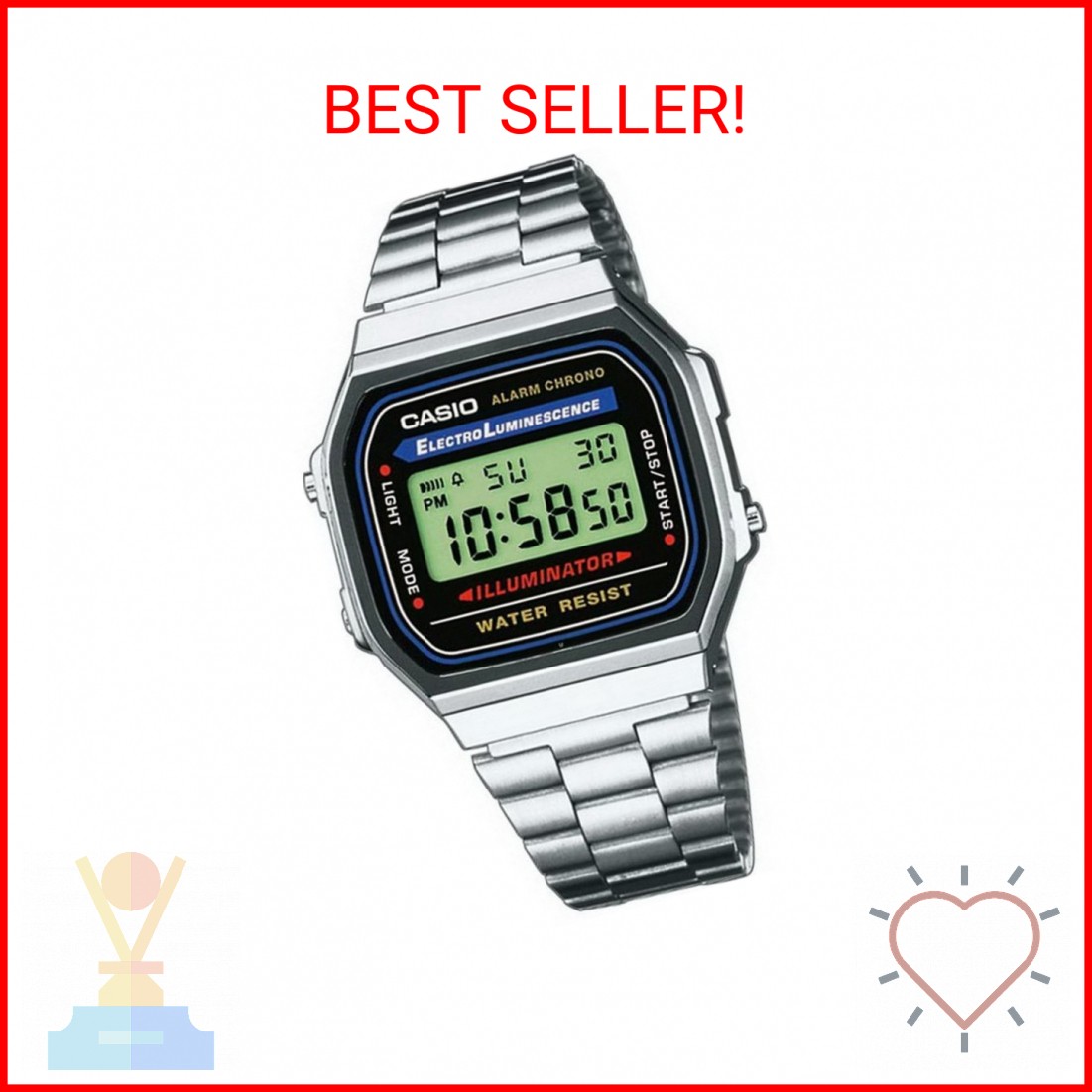 Casio Men’s Vintage A168WA-1 Electro Luminescence Watch
