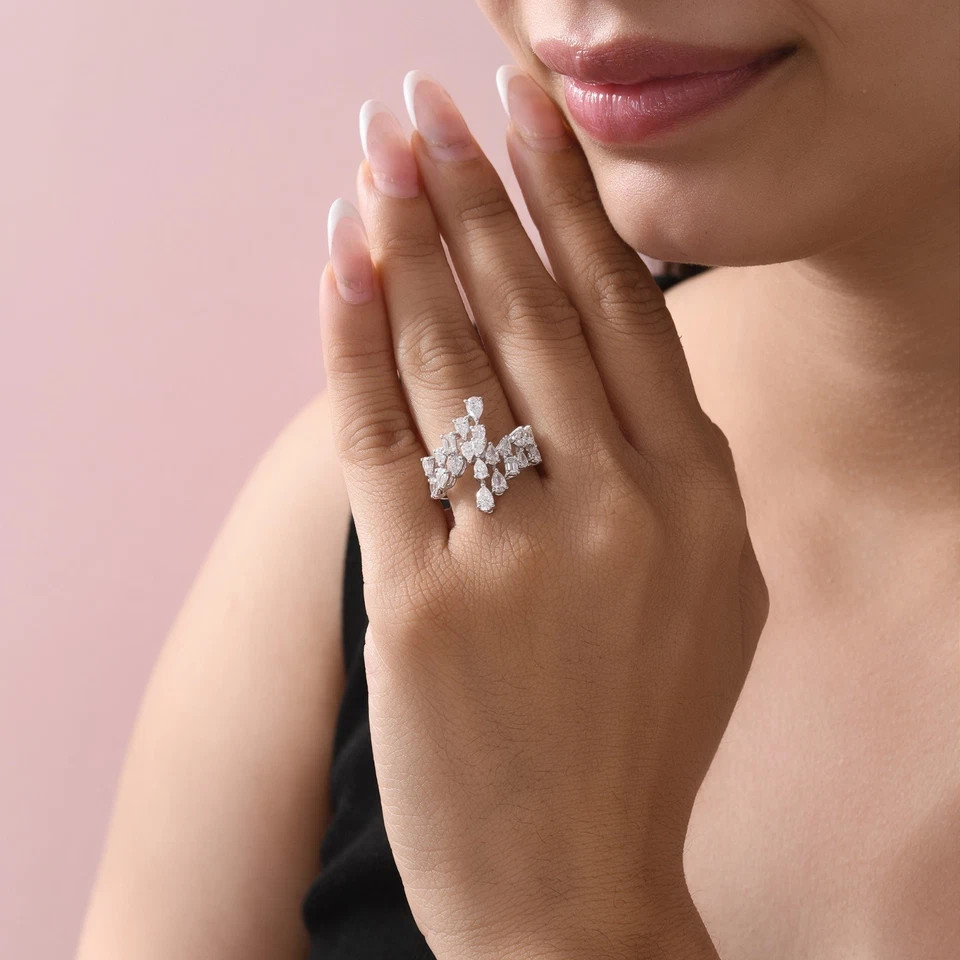 925 Silver moissinite fancy cut Ring , for regular and party use.