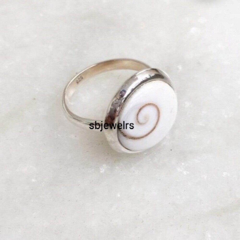 Shiva Eye Shell Gemstone 925 Sterling Silver Ring Handmade Mother’s Day D-304