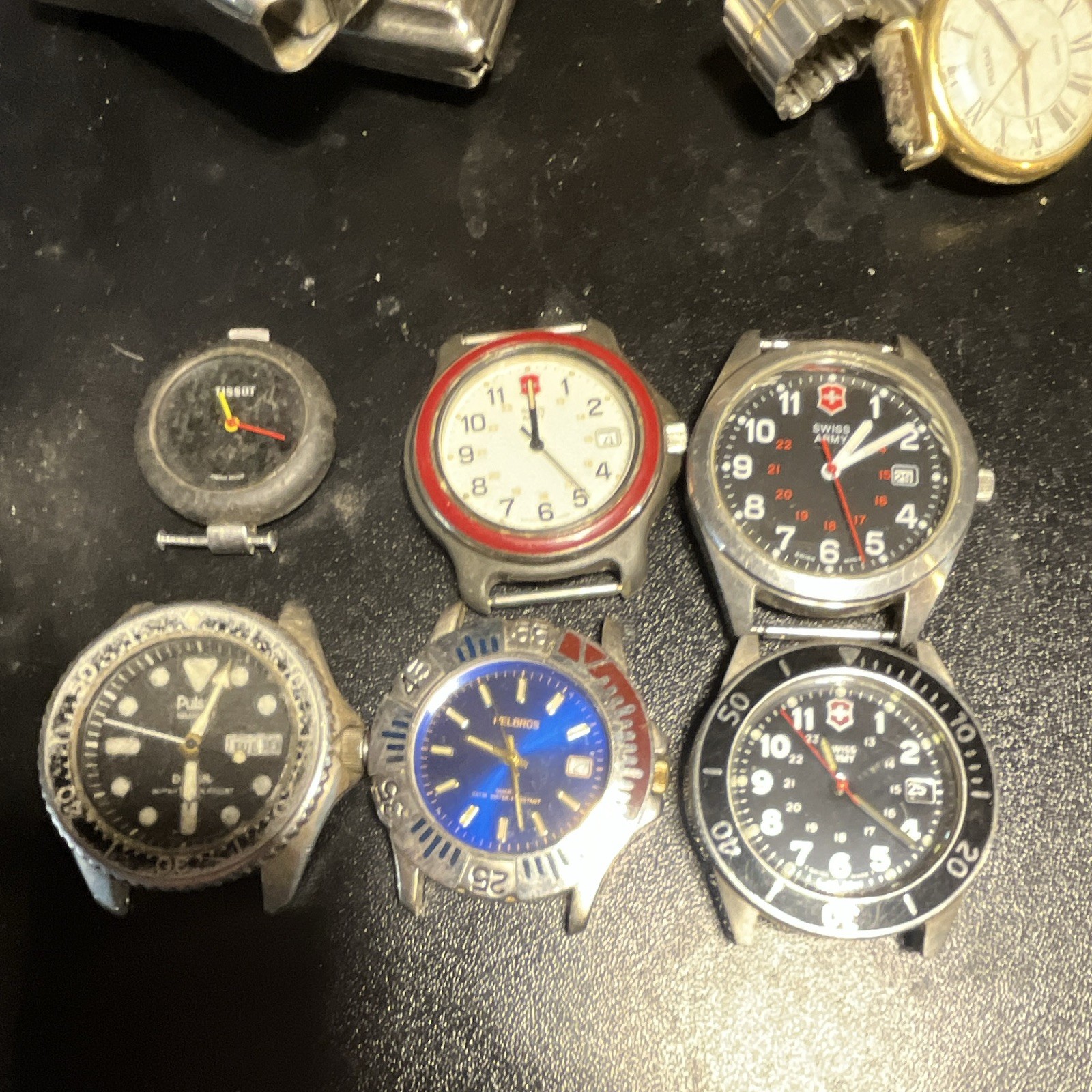Tissot Swiss Army Marlboro Pulsar Helbros Mixed Lot 6 Men’s Watch Heads/Cases