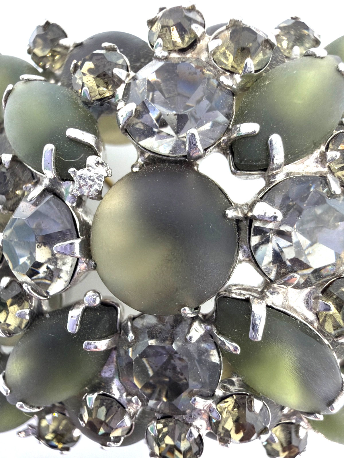JULIANA Frosted Olive Green Navettes Set Bracelet Brooch Earring Ref# 1372, 6420