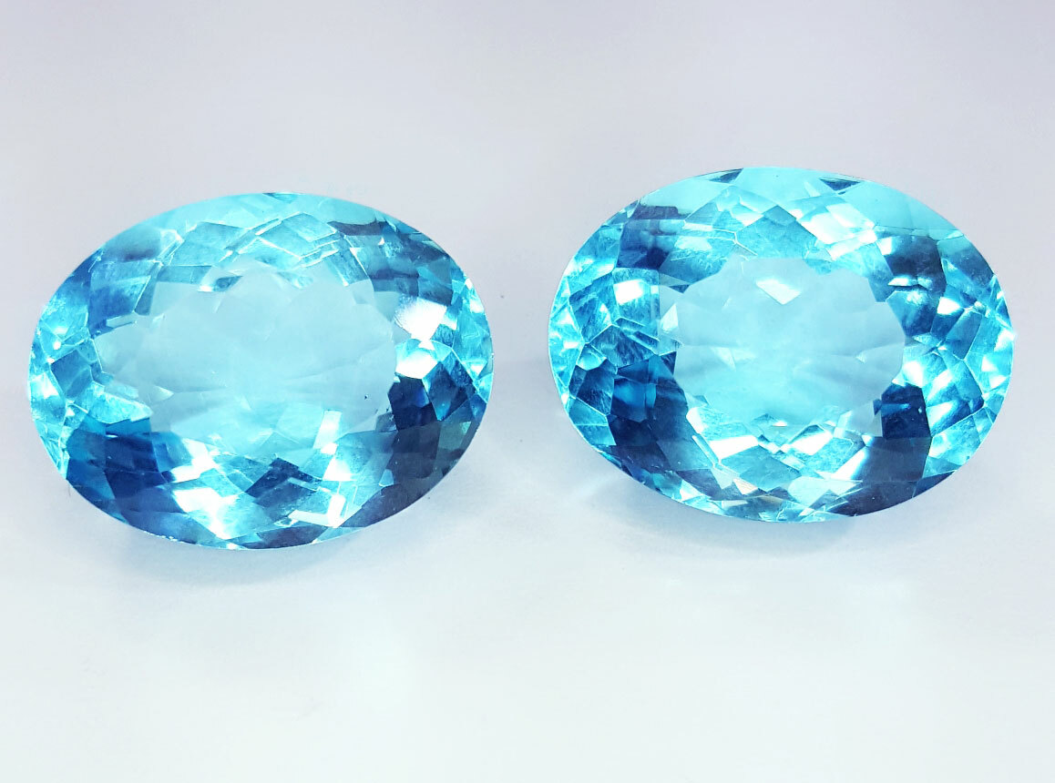 10 to 12 Ct Loose Gemstone Aquamarine Pair Certified Oval Cut AA+ Aquamarine Gem