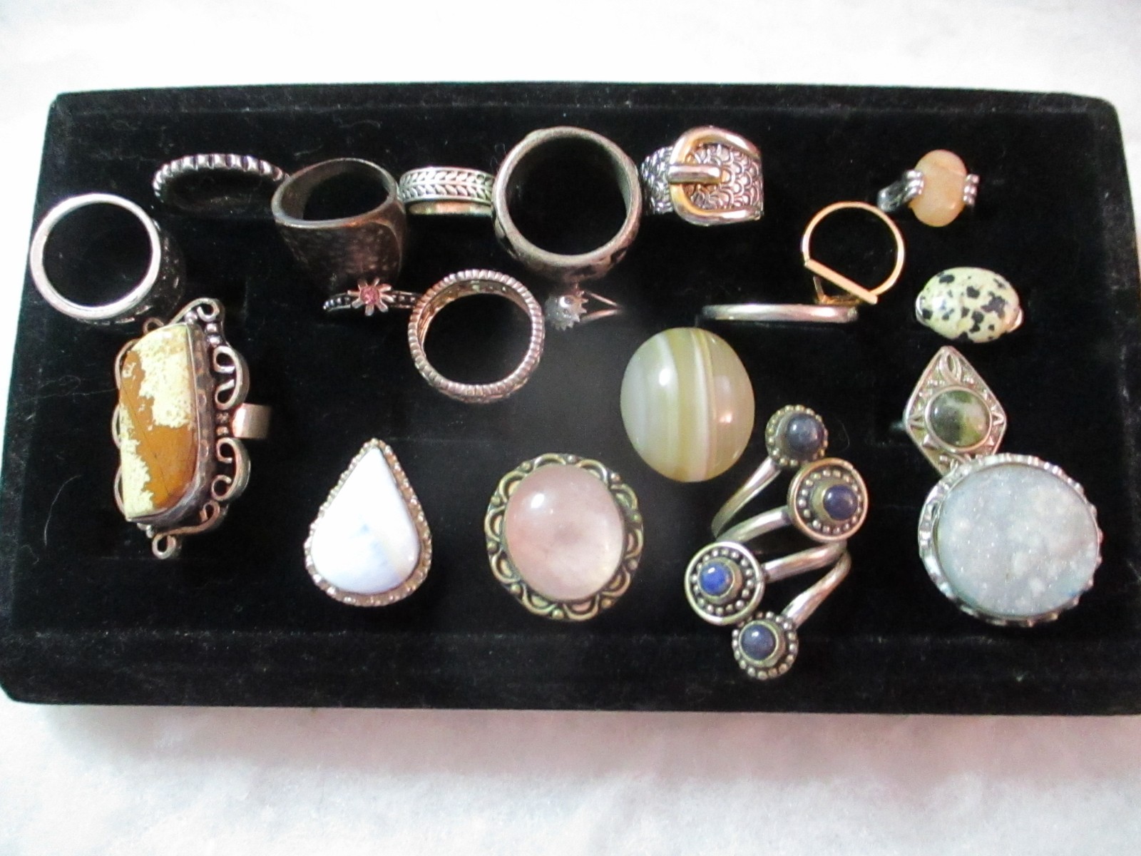 Lot 20 Assorted Silver Tone Fashion Rings Multiple Sizes Some w/ Stones