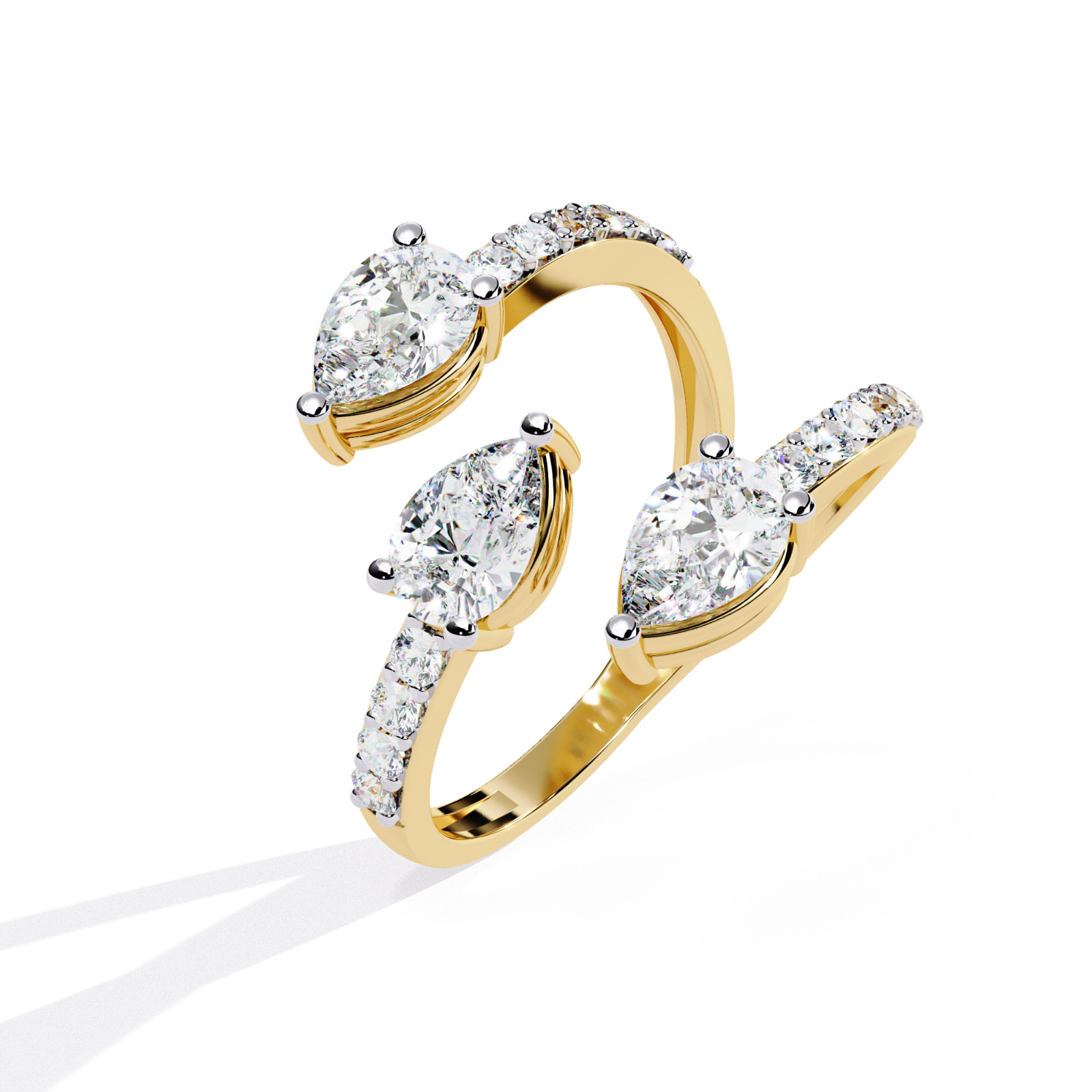 3 Stone Pear Moissanite Engagement Ring 925 Sterling Silver CZ Bridal
