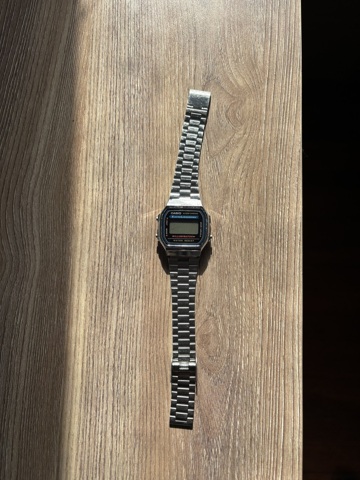 Casio A168 Vintage Digital Watch Silver Stainless Steel Illuminator 3298 Retro
