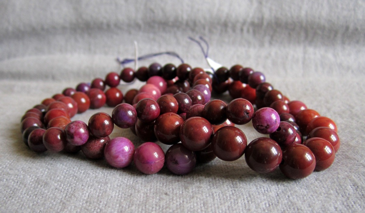 Bracelet made of sugilite-approx. Ø 6 + 8 mm/15-21 cm arm width-elastic