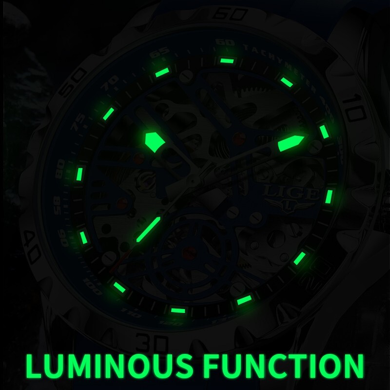 LIGE Men Military Watch Automatic Mechanical Analog Luminous Casual Wrist Watch
