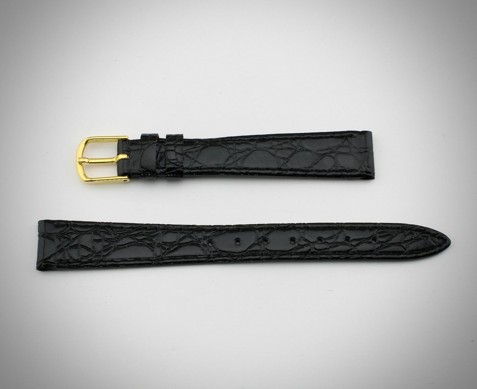 JB Champion 13mm R 1/2 Black Genuine Crocodile Calf Womens Watch Strap GP Buckle