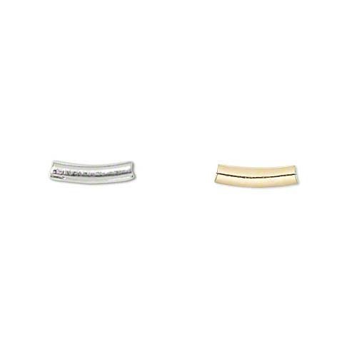 20 Curved Tube Elbow Noodle Smooth Beads Plated Over Brass Base Metal