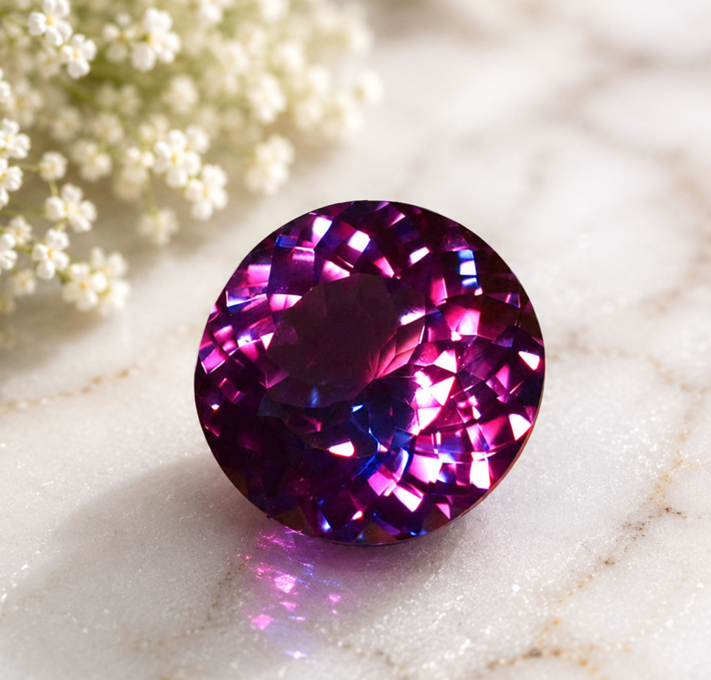 12CT Russian Alexandrite Round Cut | Purple Pink Blue Color Changing Gemstone