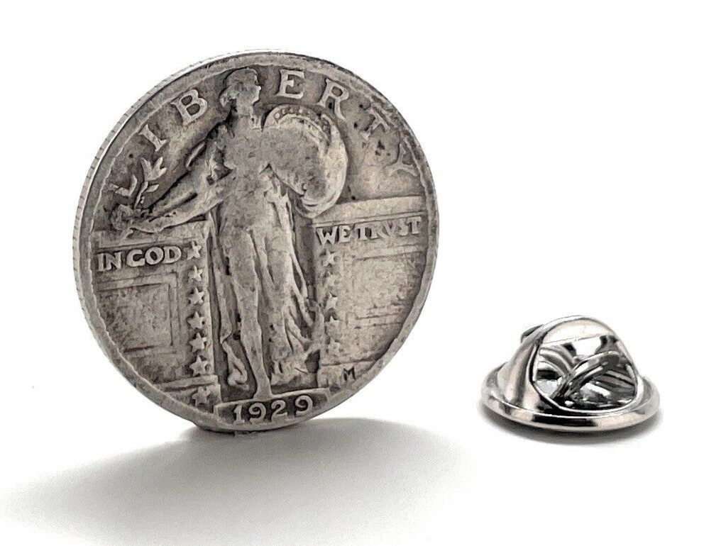 Rare Standing Liberty Lapel Pin Quarter Coin Pin Circulated U.S. Quarter 1916-30