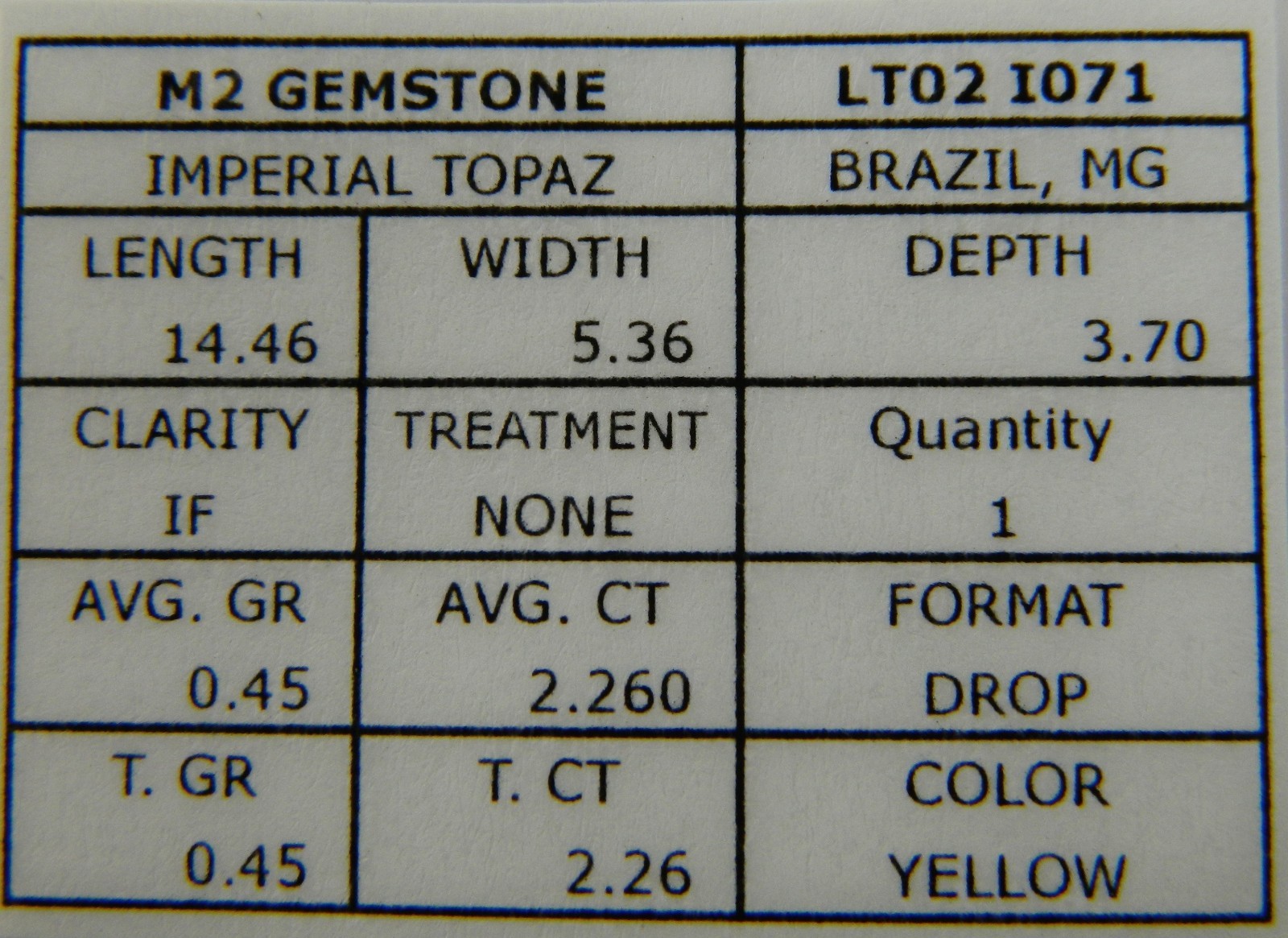 Imperial Topaz 2.26 Ct Clarity IF Pear Cut Natural Golden Brazil I071