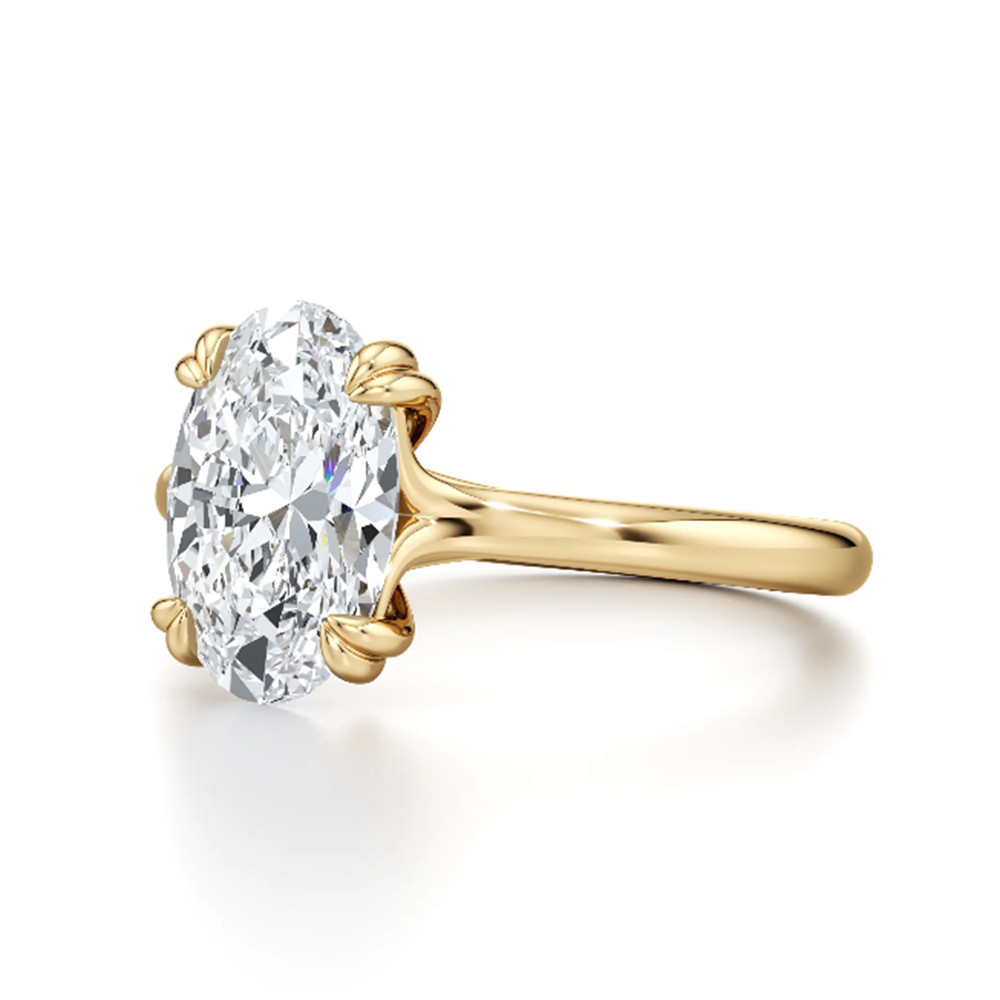 Yellow Gold Womens Wedding Ring 14k Oval 1 Ct IGI GIA Lab Grown Diamond Sizable