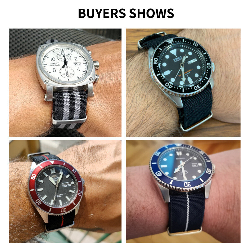 High Quality Nylon Elastic One-piece Watch Band Straps Mens 18 20 22mm Universal