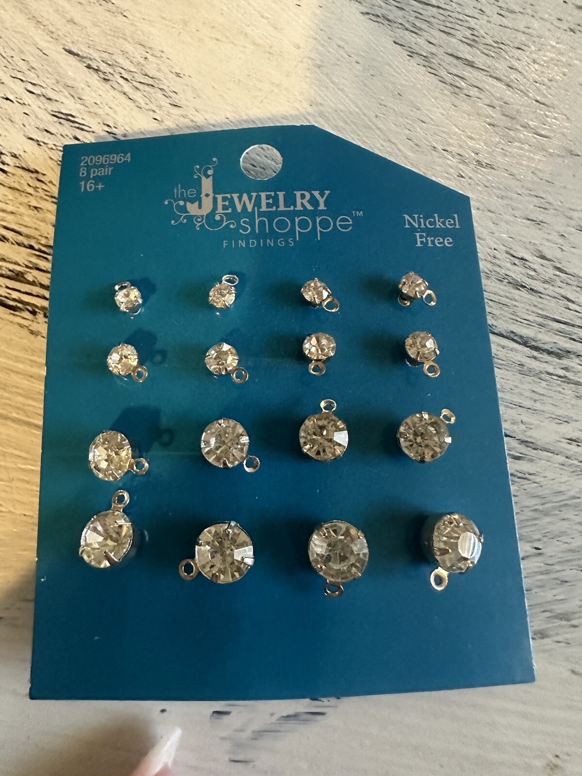Silver rhinestone earring making kit set of 8 pairs of earrings new