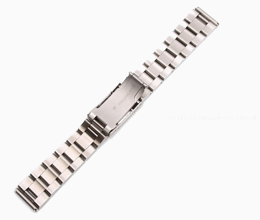 Solid Stainless Steel Strap Watch Deployment Band With Push Button Lock Buckle
