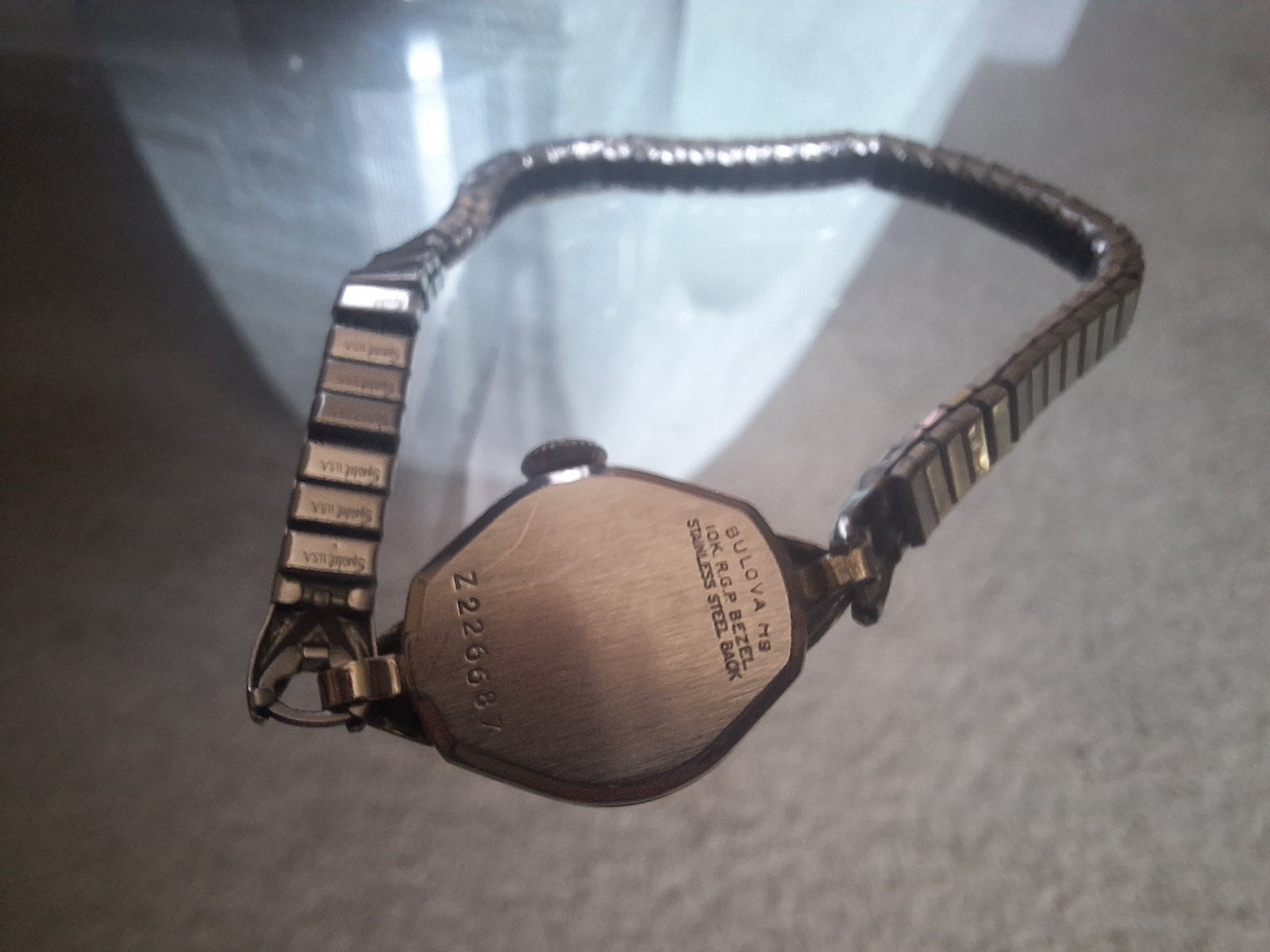Vintage 1968 Bulova Ladies 10K RGP Watch 6CL 17J Fan Lugs Speidel Band RUNNING