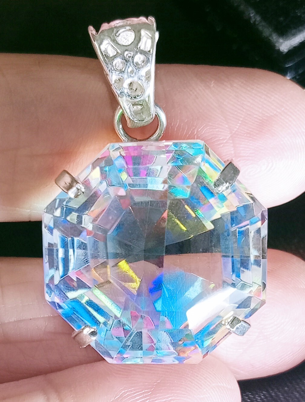 Mystic Topaz Fancy HexaCut 78.30 Ct Natural Loose Gemstone Pendant EGL Certified