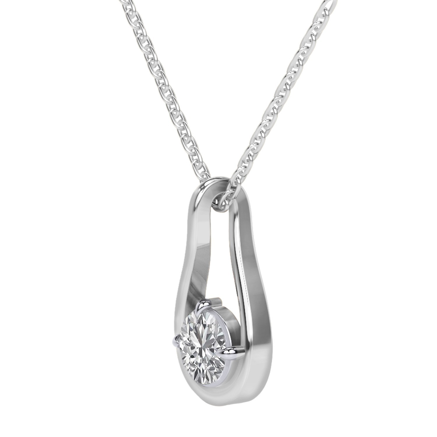 1.00 Ct Round Cut Lab Grown Diamond Solitaire Pendant Necklace In 10K / 14K Gold