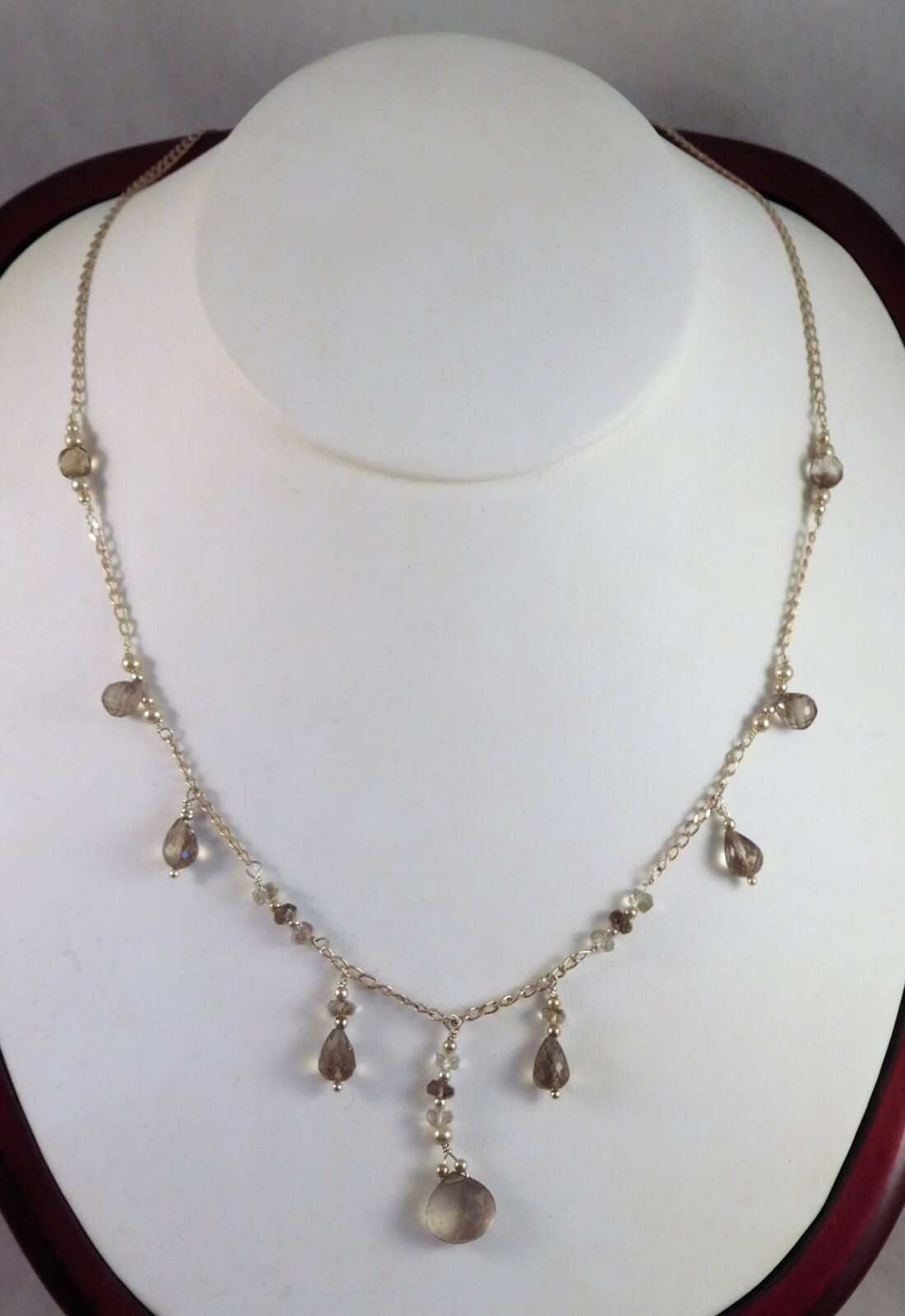 Faceted Grey-Brown Smoky Quartz Necklace & Earrings Set by Healing Light Stones