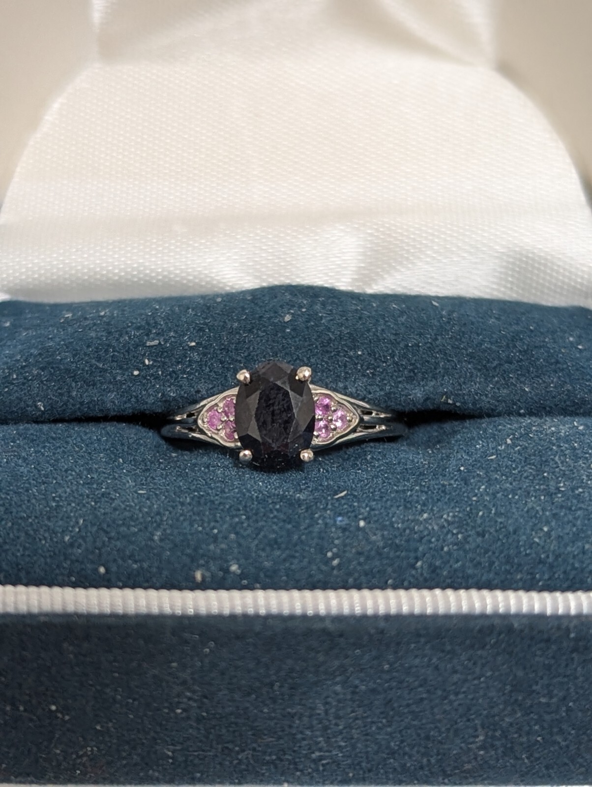 AMETHYST & MOZAMBIQUE GARNET In STERLING SILVER, ENGAGEMENT RING, SIZE 9.0