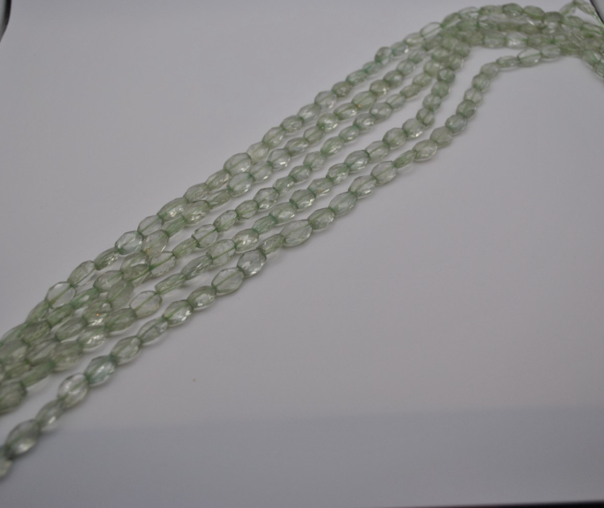 Amethyst Green Oval Gemstone Strand with Faceted Stones (No Clasp)