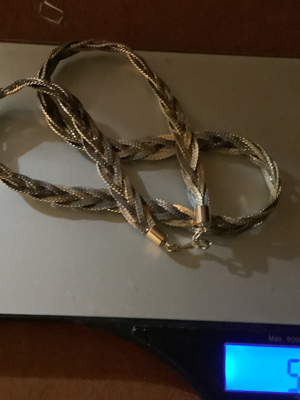 VTG SIGNED KOREA 24″ Copper/ Gold/Silver Tri-Color Braided~ Beautiful