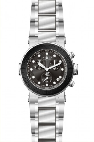 RARE Invicta Mens OCEAN REEF Reserve Chronograph Black Dial SS Swiss Made Watch