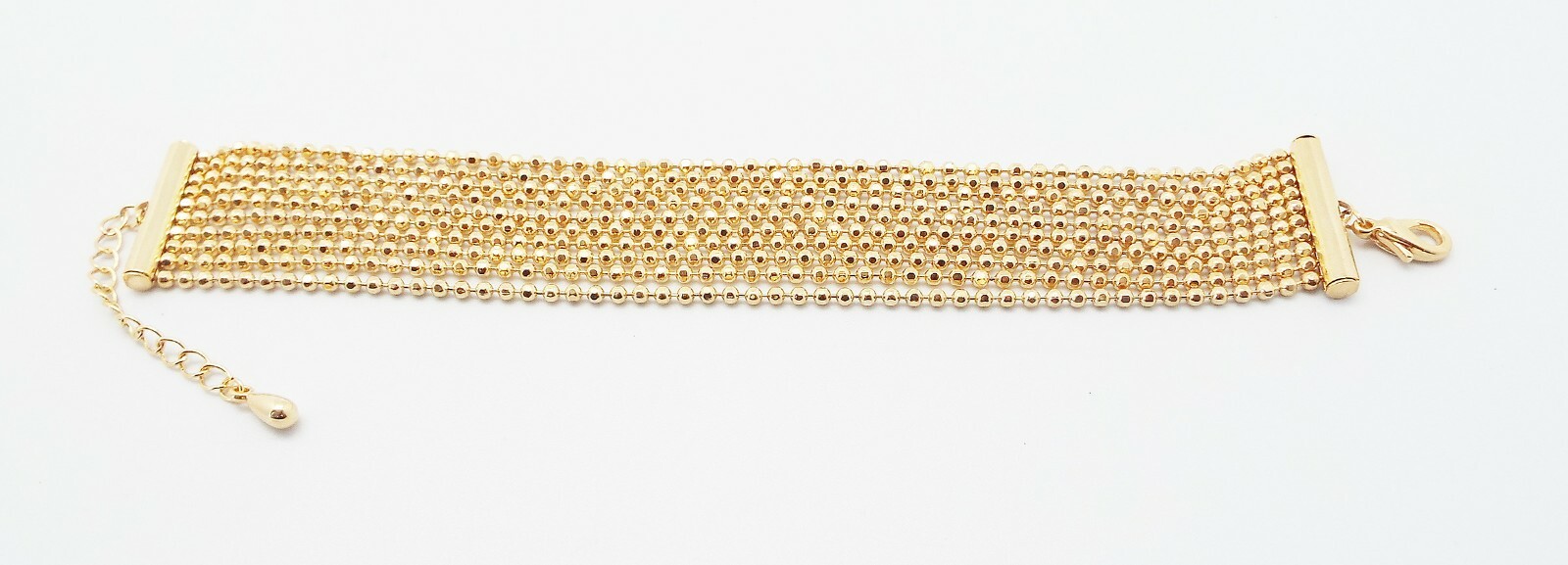 DESIGNER INSPIRED 10 STRAND D/C GOLD BEAD BRACELET ADJUSTABLE 6.5 to 8.5 in NEW