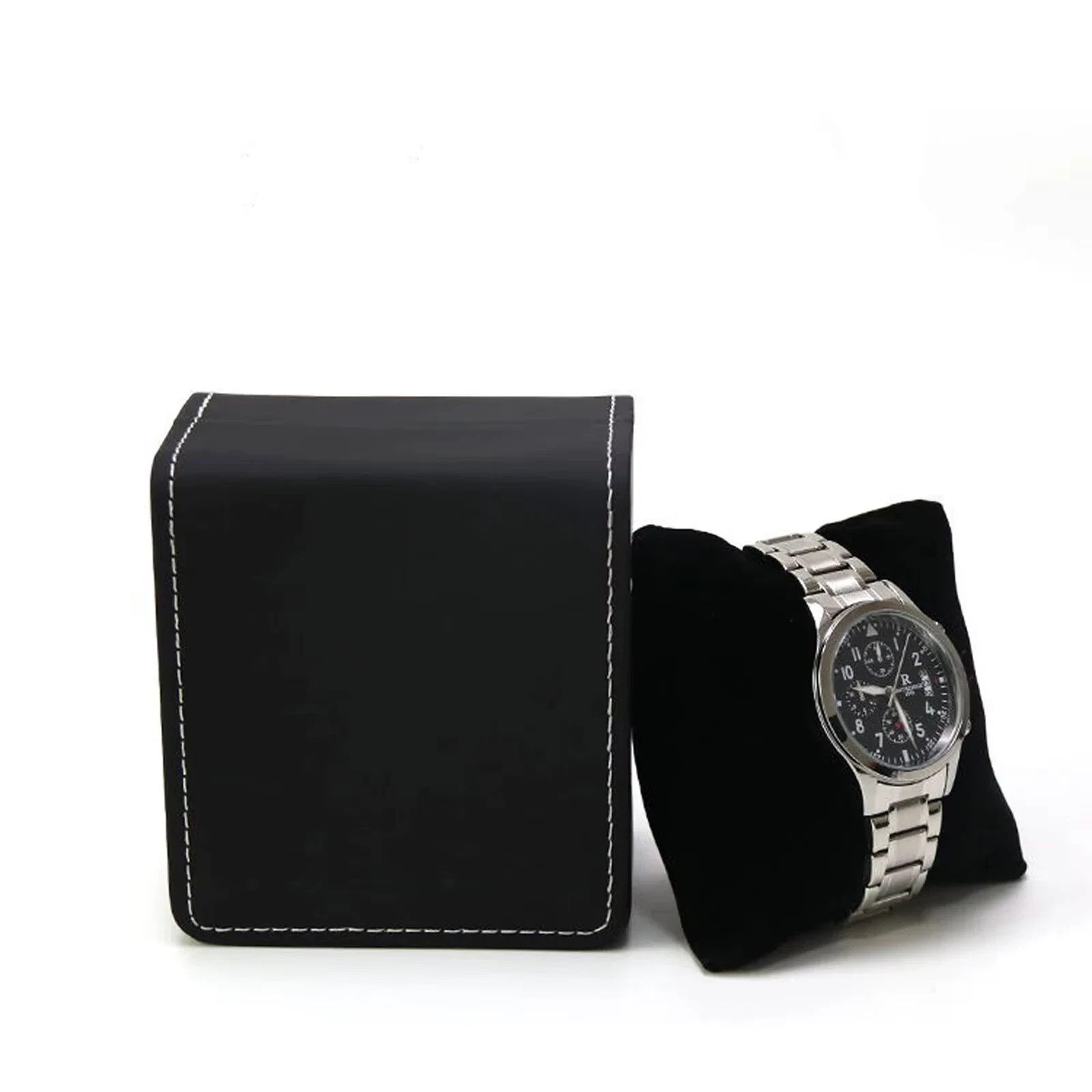 Single Watch Gift Box with Pillow PU Leather Wristwatch Display Case Organizer f