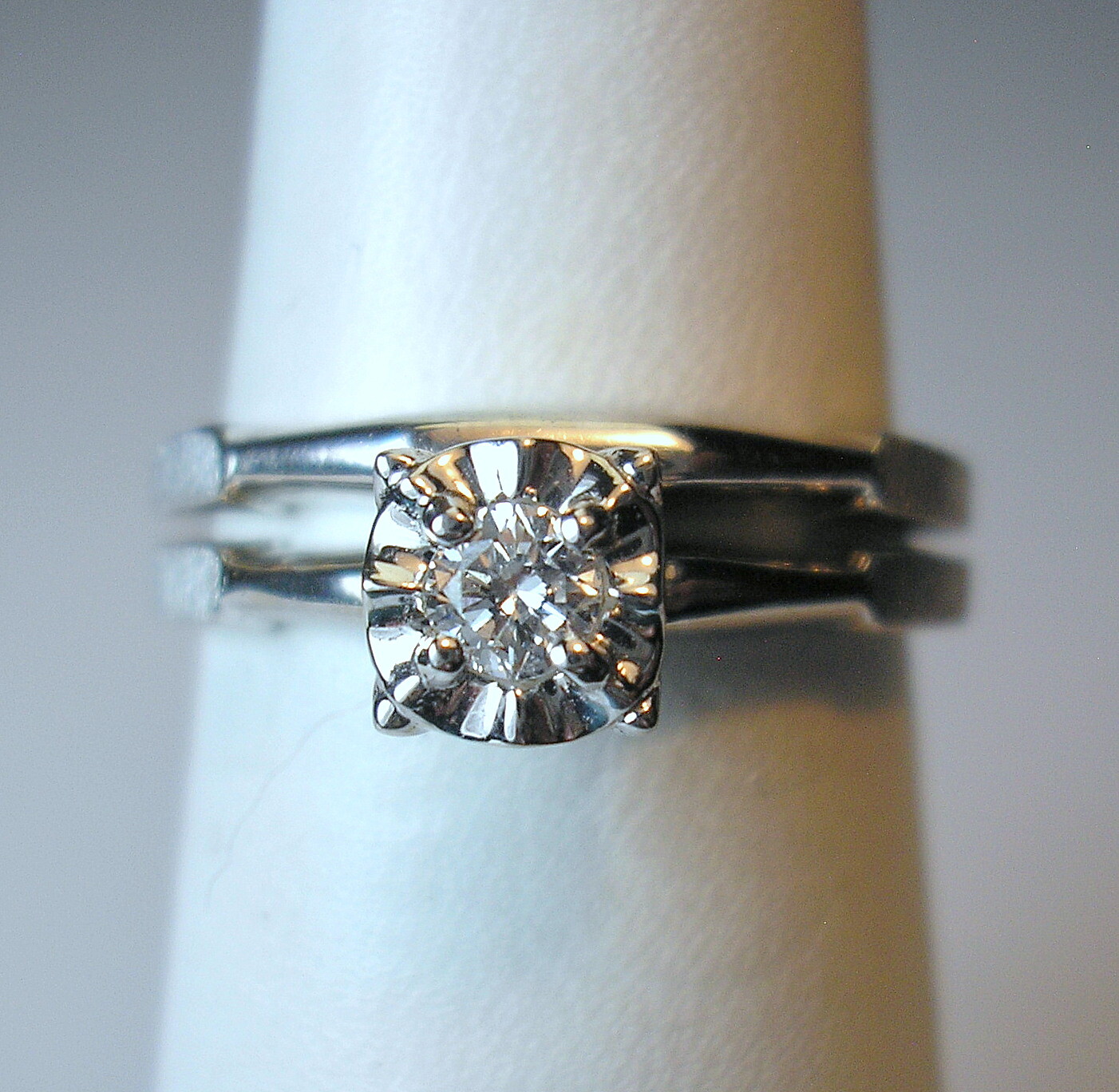 0.11 ct Natural Diamond F/SI-3 14K White Gold Wedding Ring Set Was $795 Video