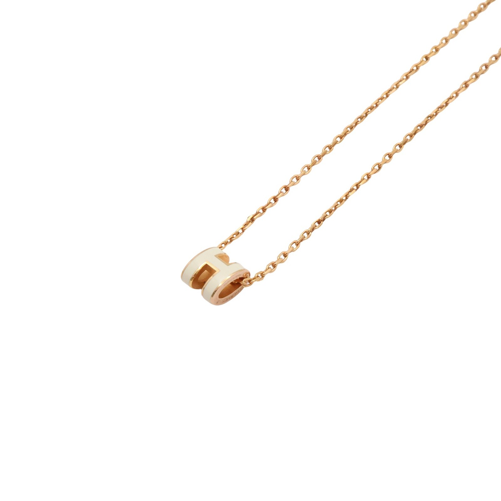 HERMES Mini Pop H Necklace White Enamel H147992FO