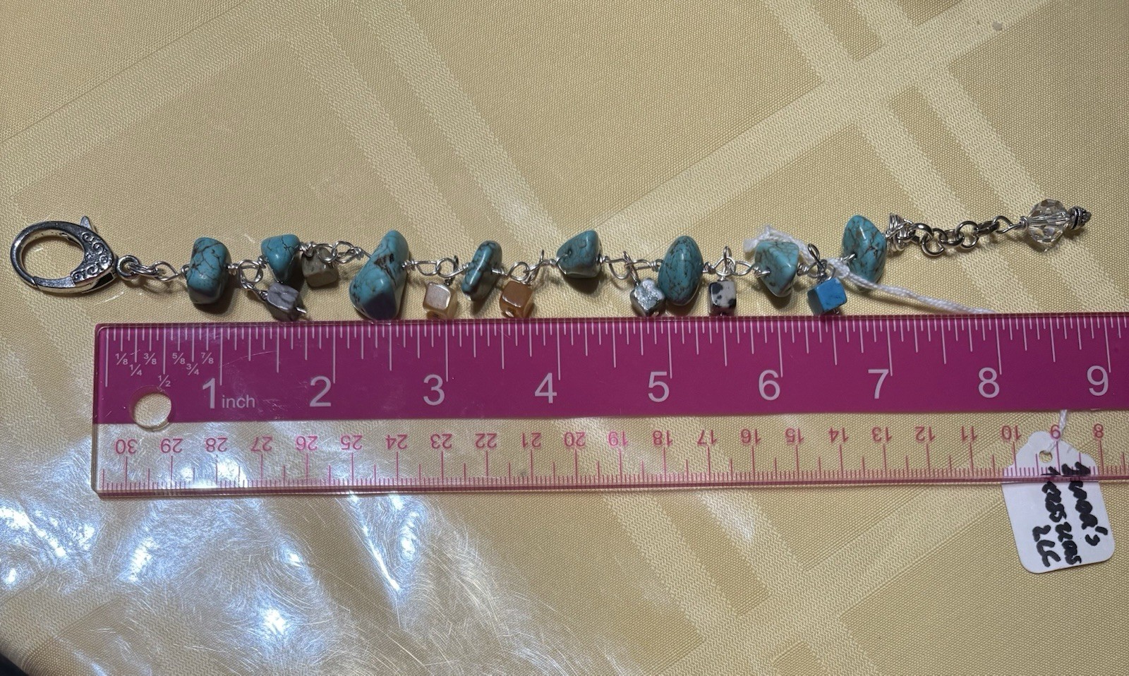 7-9” adjustable Tessa’s Treasures LLC turquoise wire wrapped bracelet
