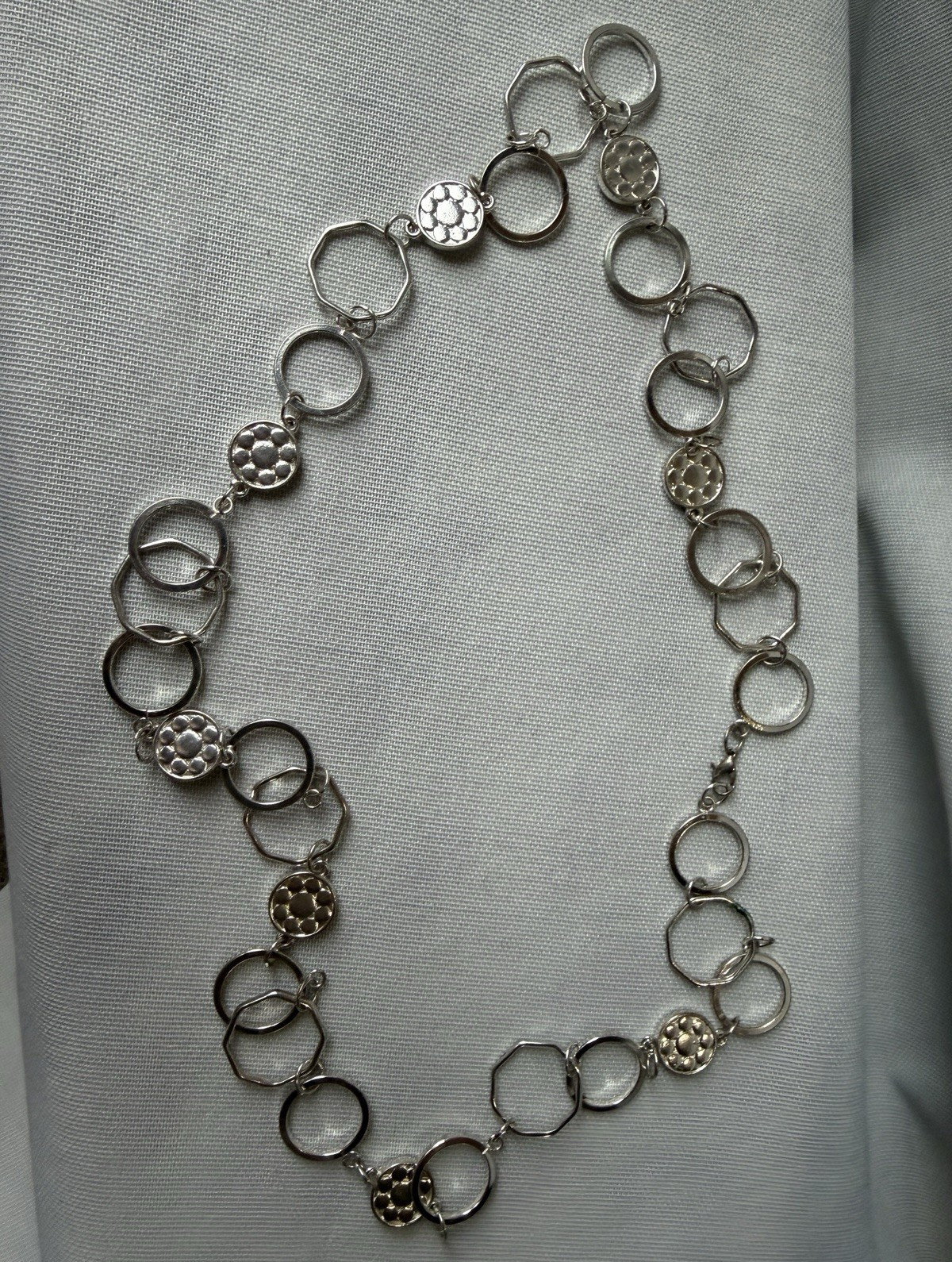 Silver Tone Link Chain Dangle Charm Necklace, Lobster Clasp, 18 in.