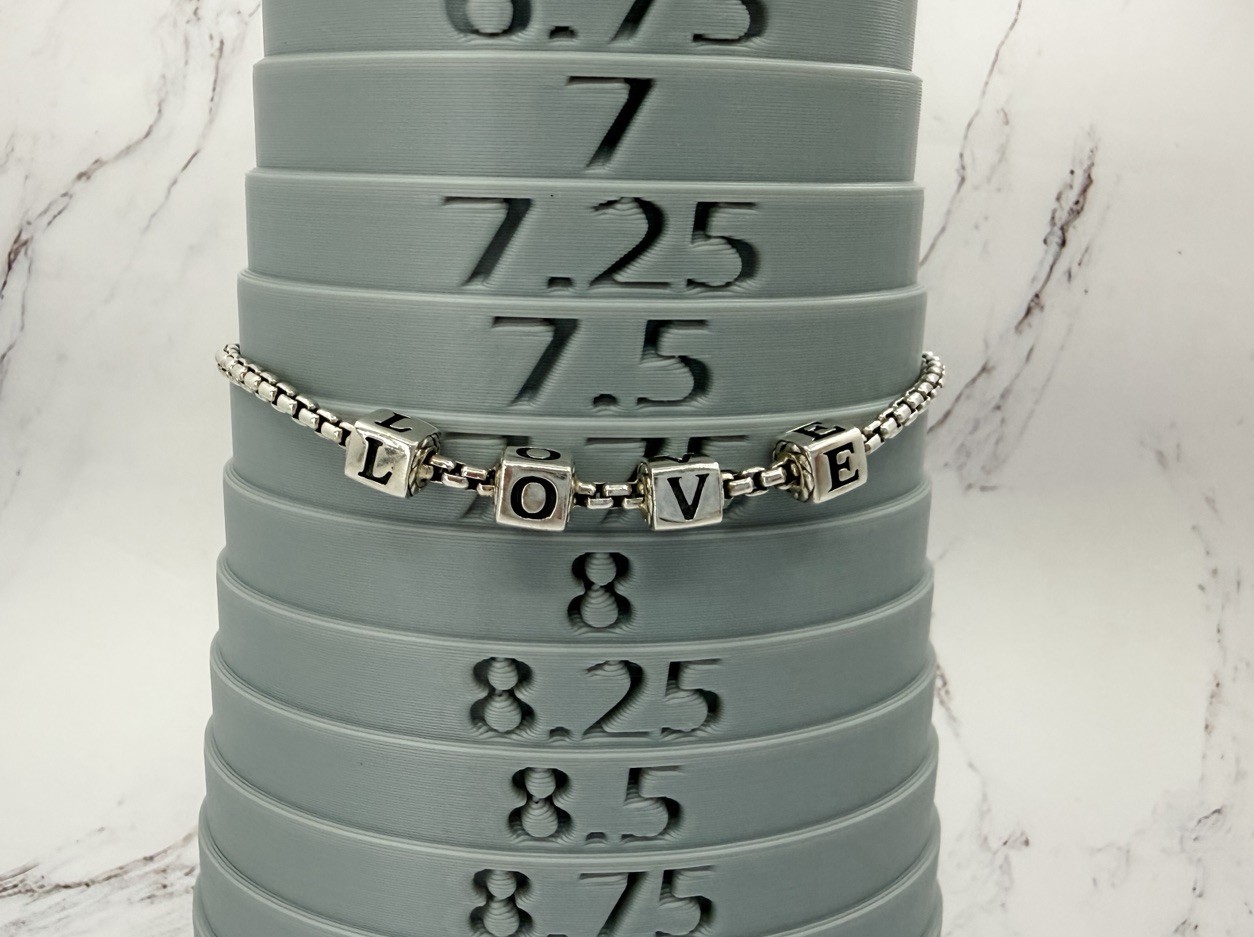 JAI John Hardy Sterling Silver 925 LOVE Block Bead Box Chain Bracelet 8″